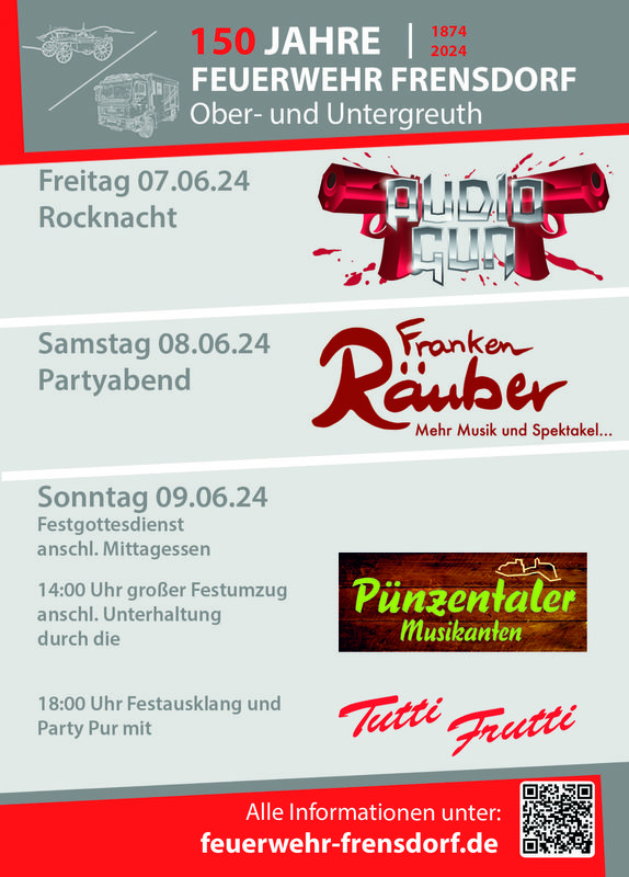 Programm Feuerwehrfest Frensdorf