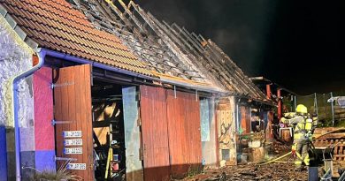 Scheunenbrand in Schrappach Feuer Feuerwehr Burgwindheim Burgebrach Landkreis Bamberg