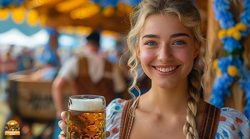 Oktoberfest München 2024 Blonde Frau Bier Wiesn