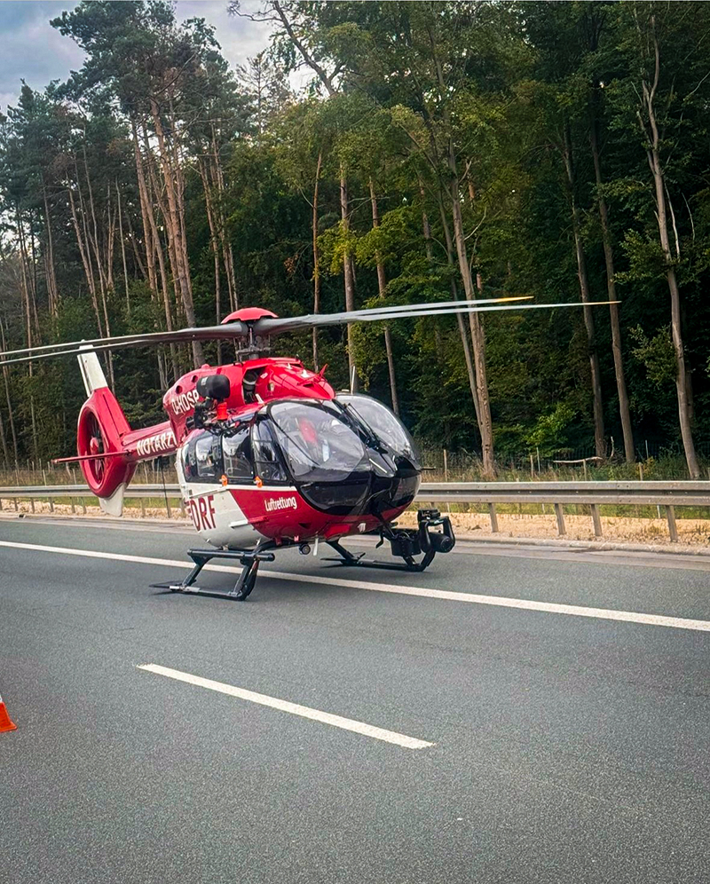 Schwerer Unfall auf A3 Helikopter auf Autobahn